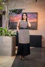 Patterned Two-Tone Sleeveless Maxi Dress - Image 2