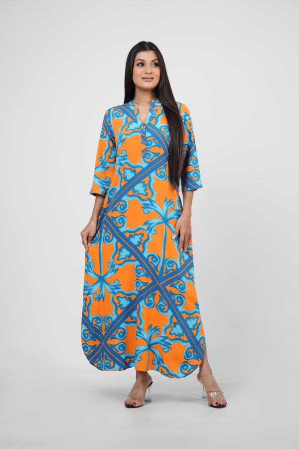 Baroque Patterned Shirt Maxi Dress