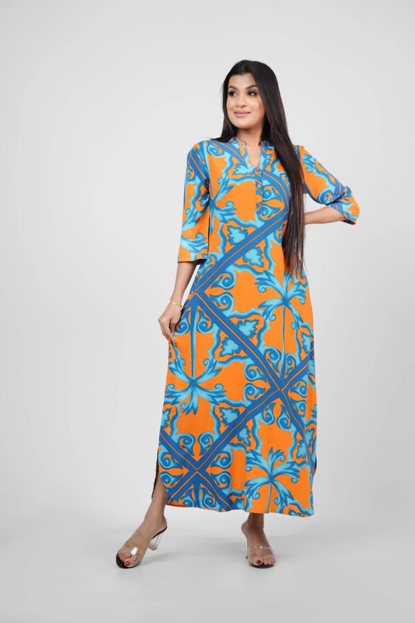 Baroque Patterned Shirt Maxi Dress - Image 3