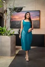 Sleeveless Square Necked Embroidery Dress - Image 2