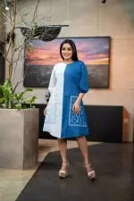Embroidered Two-Tone Short Dress - Image 2