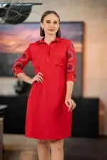 Embroidered Sleeve Short Dress - Image 2