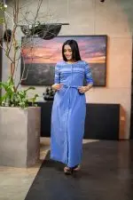 Geometric Embroidered Button Up Maxi Dress - Image 4