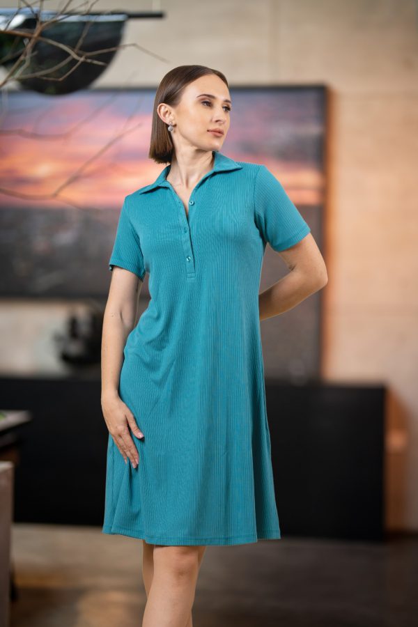 Shirt Collared Short Polo Dress - Image 2