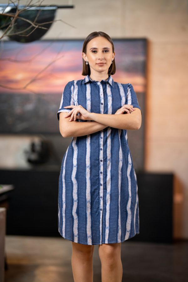 Stripe Printed Shirt Dress - Image 2