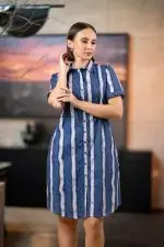 Stripe Printed Shirt Dress - Image 3