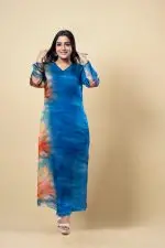 Abstract Printed V-Necked Maxi Dress - Image 2