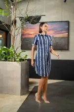 Stripe Printed Shirt Dress - Image 5