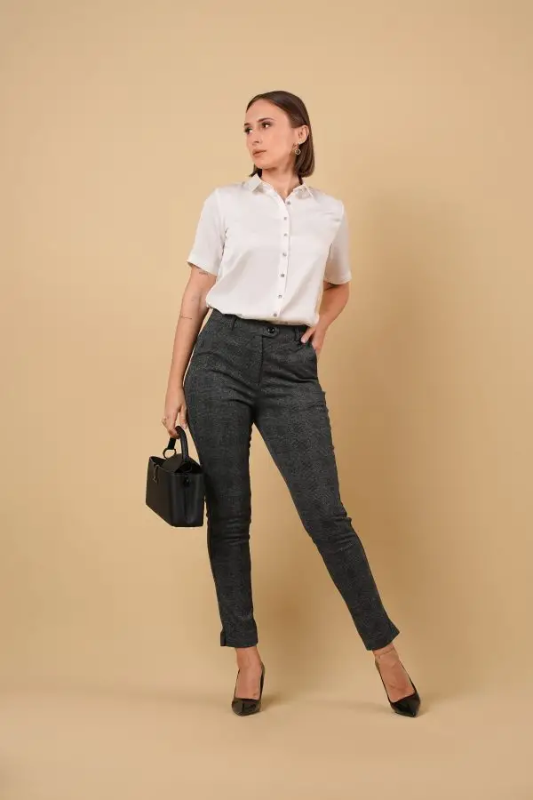 Stretch Checked Office Pant