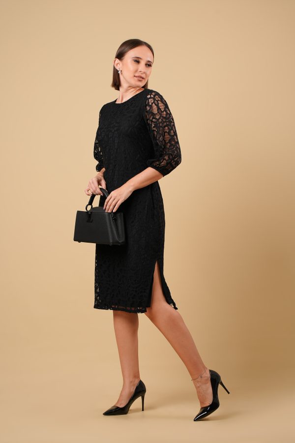 Lace Sleeved Pencil Cut Midi Dress - Image 5