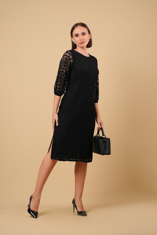 Lace Sleeved Pencil Cut Midi Dress - Image 4