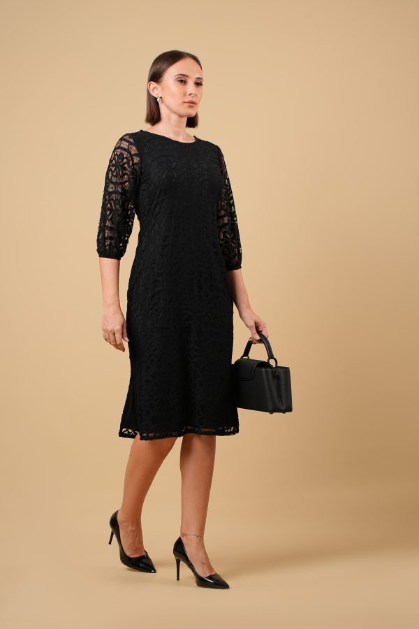 Lace Sleeved Pencil Cut Midi Dress - Image 3