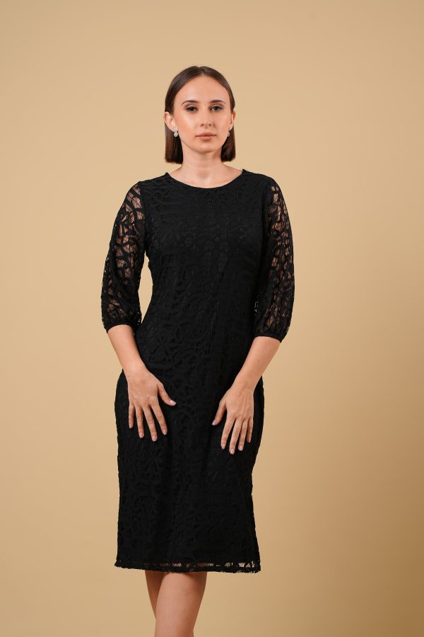 Lace Sleeved Pencil Cut Midi Dress - Image 2