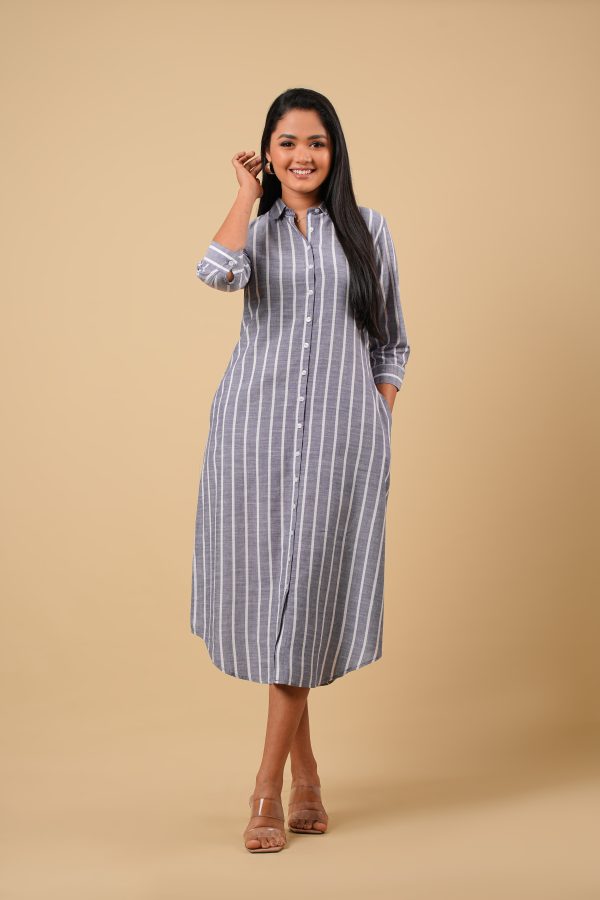 Striped Button Up Shirt Dress - Image 2