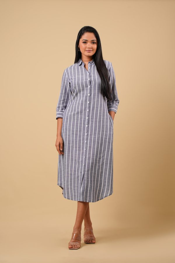 Striped Button Up Shirt Dress - Image 3