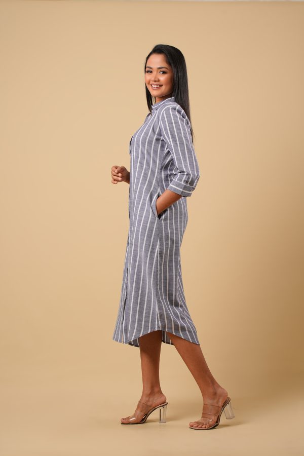 Striped Button Up Shirt Dress - Image 4