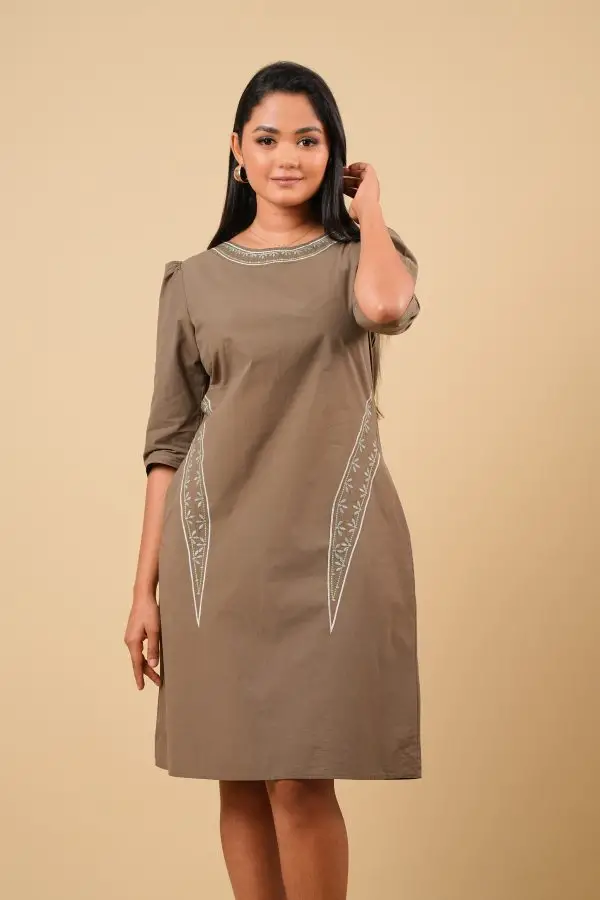 Abstract Embroidered Short Dress