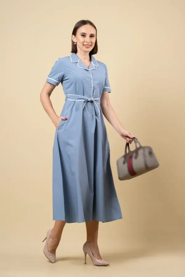 Contrast Piping Detailed Maxi Dress - Image 3