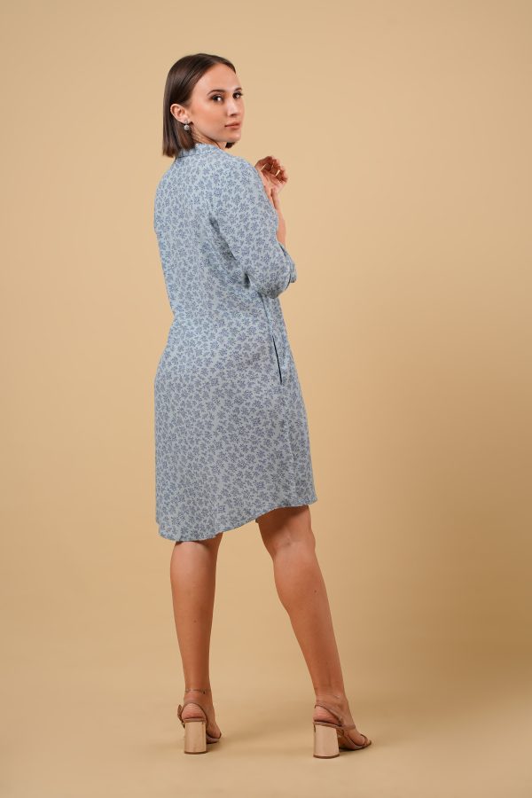 Floral Patterned Long Sleeved Short Dress - Image 5