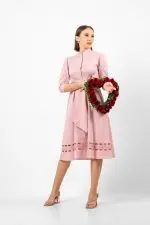 Cut Embroidered Tie Up Detailed Midi Dress - Image 2