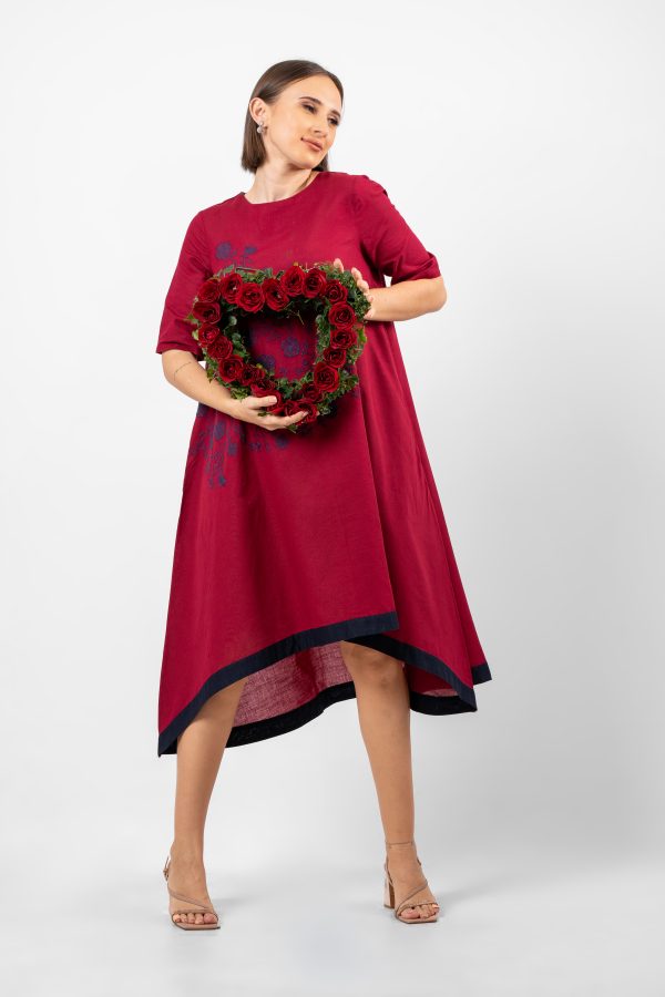 Contrast Embroidered High-Low Dress - Image 2