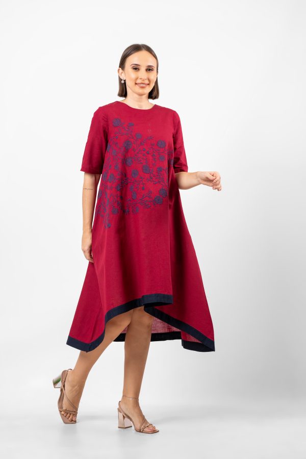 Contrast Embroidered High-Low Dress - Image 4