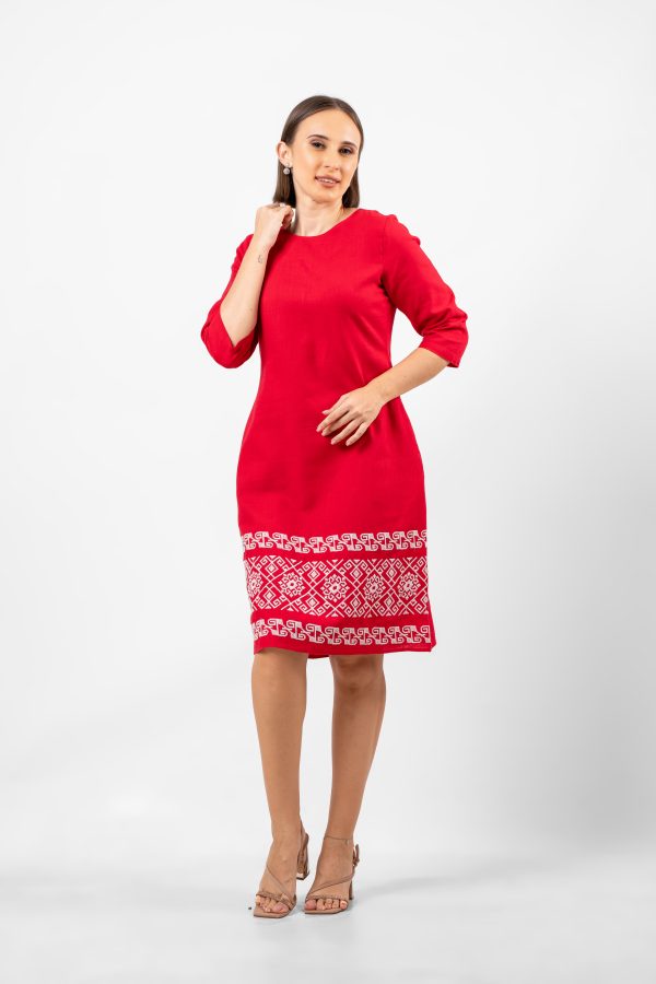 Hem Embroidered Midi Dress - Image 4