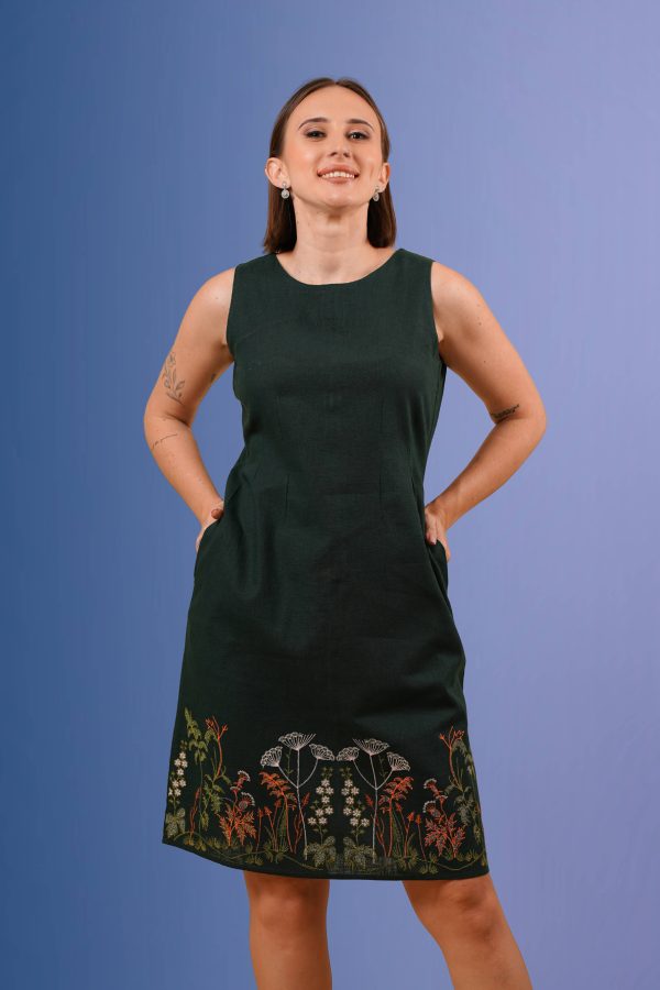 Sleeveless Embroidered Short Dress - Image 3