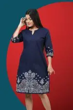 Hem Embroidered Notch Necked Short Dress - Image 3