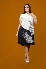 Embroidered Two-Tone Short Dress - Image 2