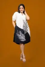 Embroidered Two-Tone Short Dress - Image 3