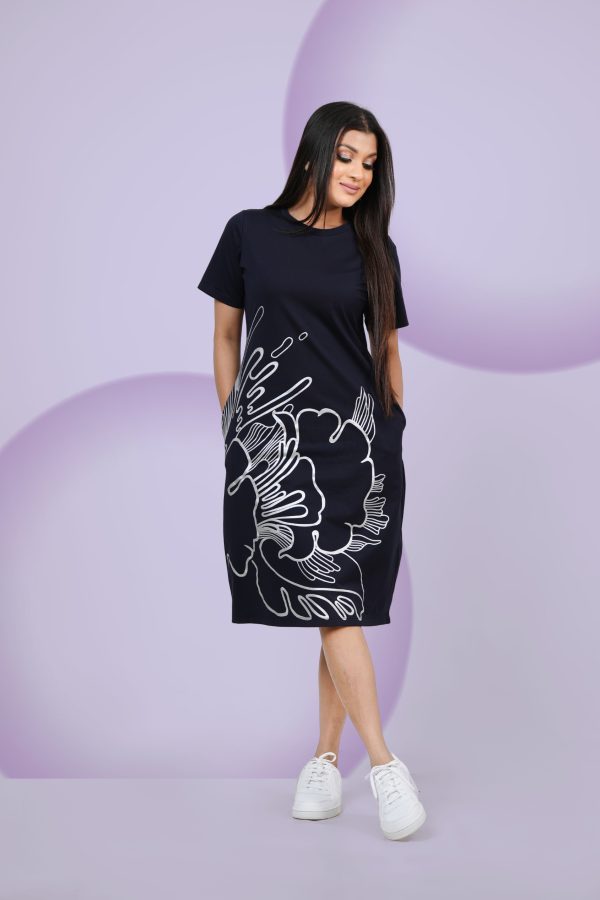 Abstract Metallic Printed T-shirt Dress - Image 3