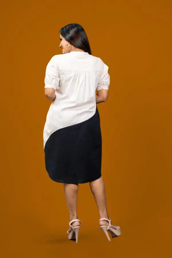Embroidered Two-Tone Short Dress - Image 5