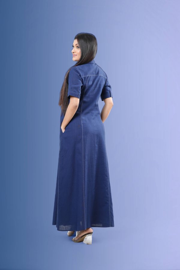 Contrast Stitch Detailed Maxi Shirt Dress - Image 4