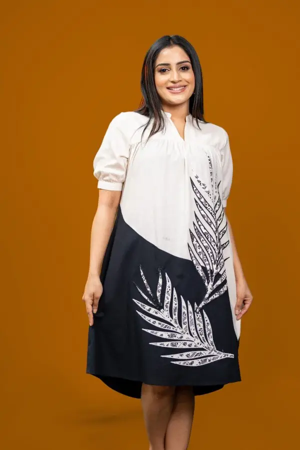 Embroidered Two-Tone Short Dress