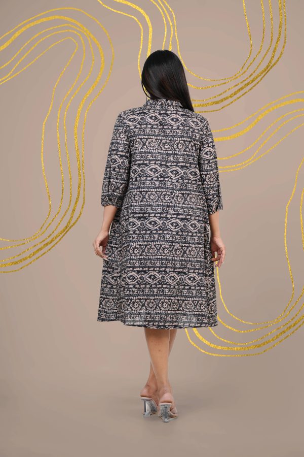 Tribal Patterned Shirt Collar Short Dress - Image 6