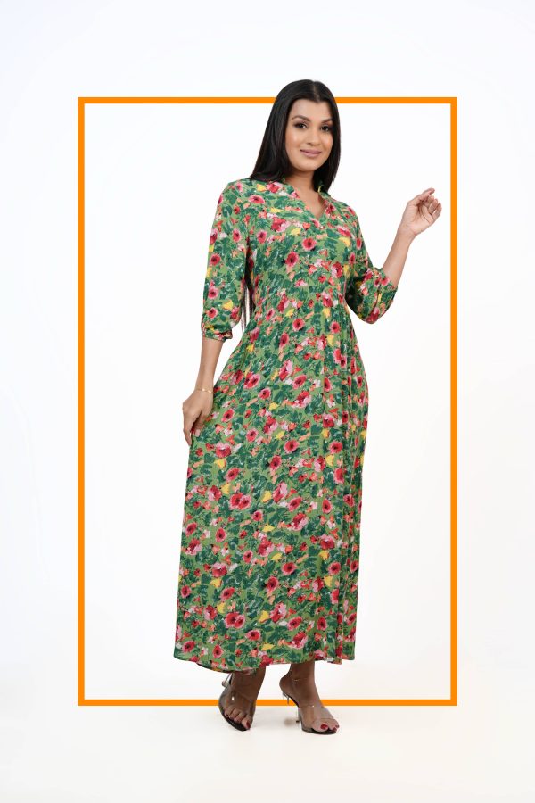 Floral Patterned Collared Maxi Dress - Image 2