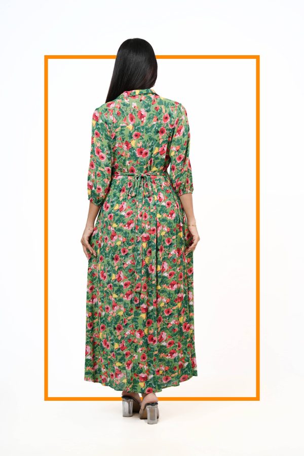 Floral Patterned Collared Maxi Dress - Image 7