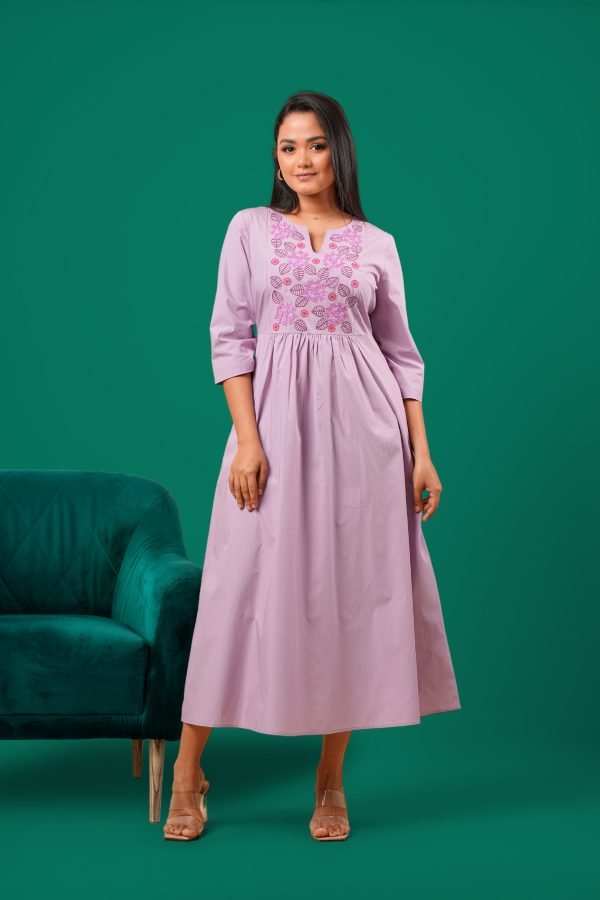 Embroidered Notch Necked Maxi Dress - Image 3