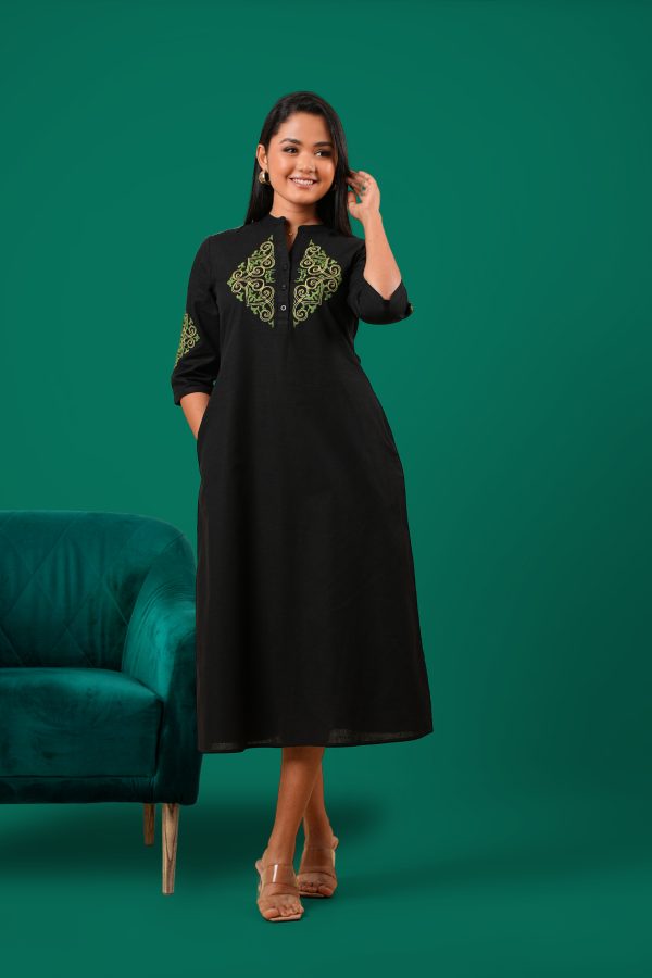 Embroidered Midi Shirt Dress - Image 3