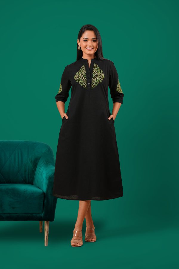 Embroidered Midi Shirt Dress - Image 2