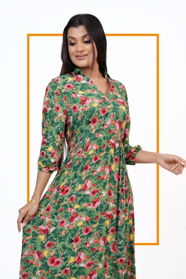 Floral Patterned Collared Maxi Dress - Image 6