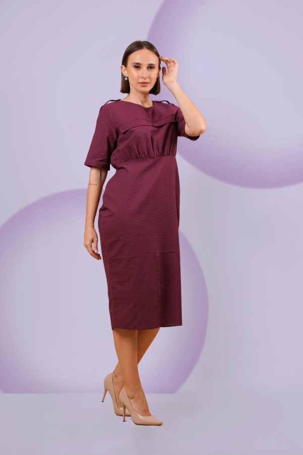 Front Slit Detailed Workwear Midi Dress - Image 3