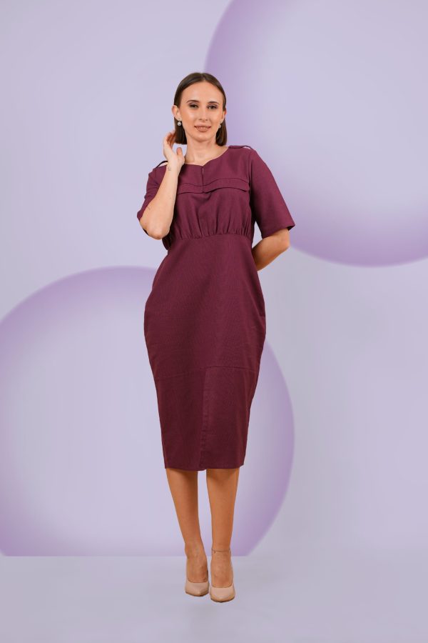 Front Slit Detailed Workwear Midi Dress