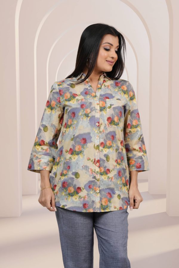 Abstract Floral Patterned Shirt Blouse - Image 3