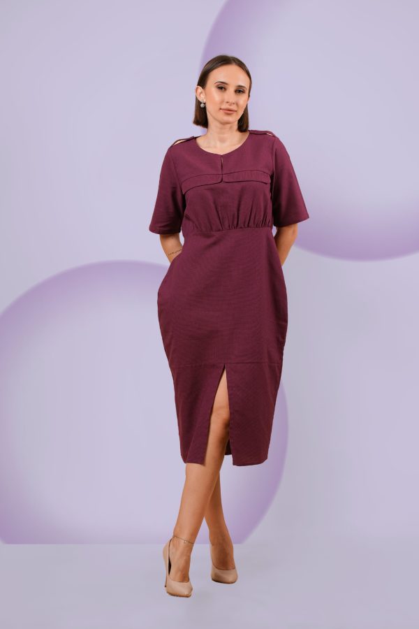 Front Slit Detailed Workwear Midi Dress - Image 2