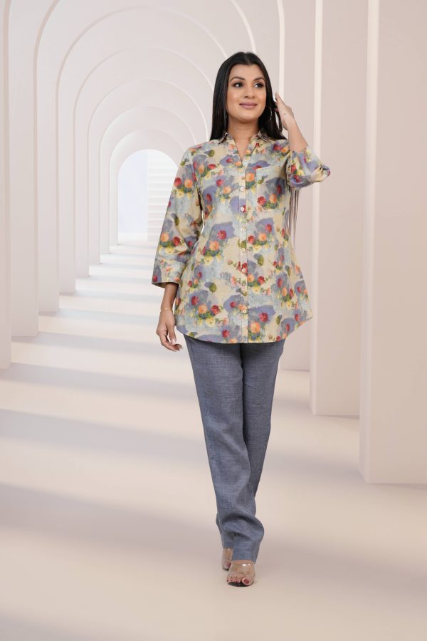 Abstract Floral Patterned Shirt Blouse - Image 4