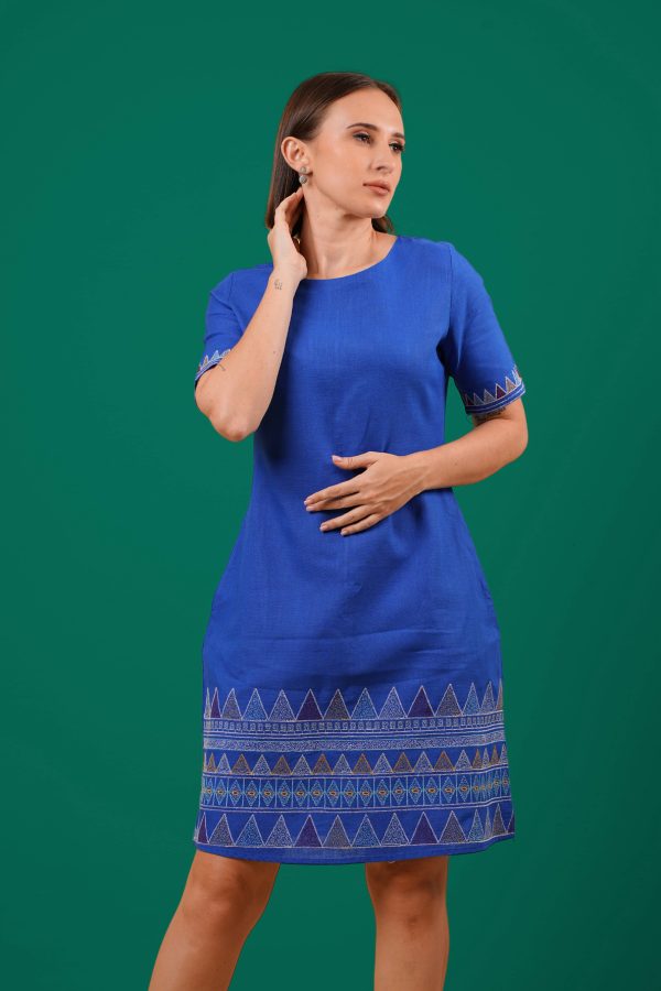 Hem Embroidered Short Sleeved Dress - Image 3