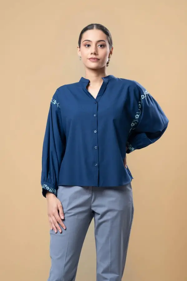 Embroidered Button Up Shirt Blouse - Image 5