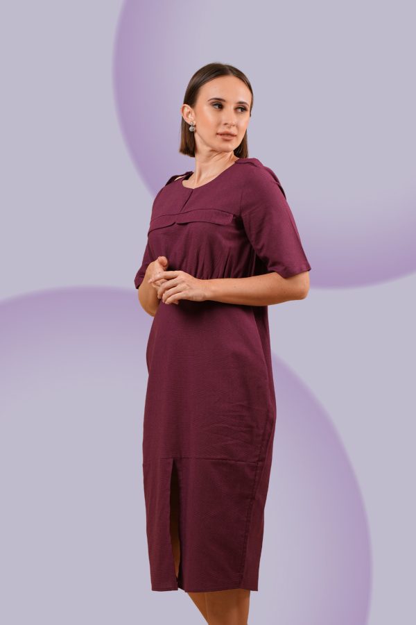 Front Slit Detailed Workwear Midi Dress - Image 5